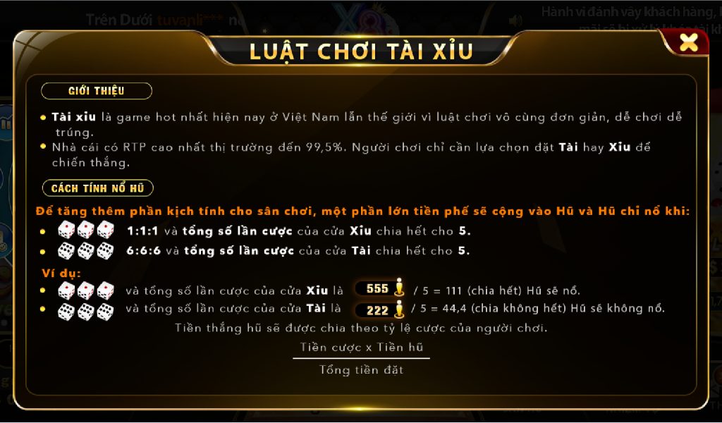 Luật chơi tài xỉu X8 Club